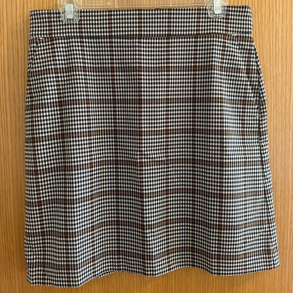 LOFT Black and Brown Gingham Skirt